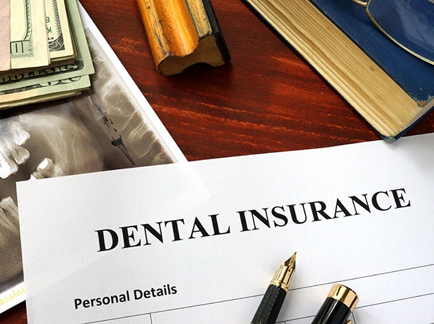 Dental insurance form on a table