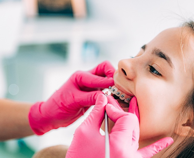 Girl getting braces